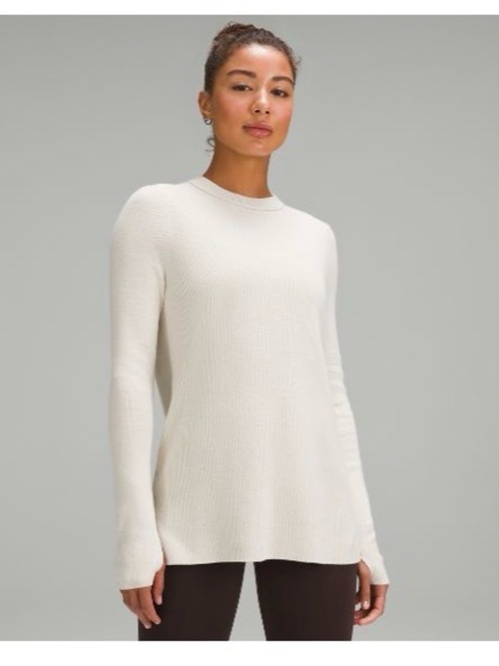Lululemon Take It All In Cream Crewneck Ribbed Women’s Sweater